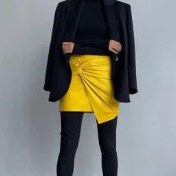 Women Design Sense French Leather Skirt Fashion High Waist Slimming Folds Knot Mini Skirts Sexy Package Hip PU Short Skirts