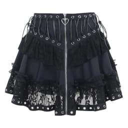 Zipper Front Women's Punk Vintage High Wasit Skirt Japanese Style Kawaii Black Harajuku Gothic Skater Cosplay Mini Skirts