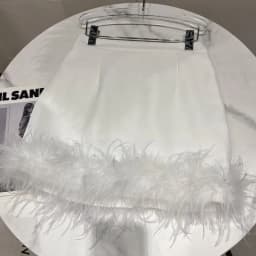 French Sexy Socialite Feather Splicing High Waist Slim Hip-Wrapped Sweet Simple Solid Color Versatile Mini Skirt Women Autumn