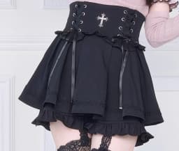 Original Japanese Mines Style Subculture Bow Short-Sleeve Knitted Top High Waist Lace-up Bow Slim A-Line Sweet Skirt Sets Women