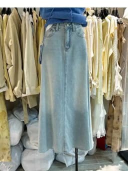 High Waist Loose Fit Straight Leg Mid-Length Denim Skirt for plus Size Women Summer New Style Retro Blue A-Line Skirt