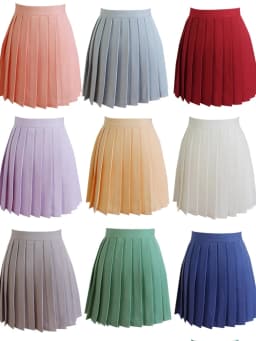 High Waist Pleated Skirt Summer Half Skirt Student British Style Short Skirt Sweet Pleats A-Line Skirt Casual Polyester Fiber