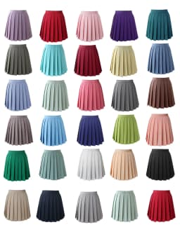 High Waist Pleated Skirt Summer Half Skirt Student British Style Short Skirt Sweet Pleats A-Line Skirt Casual Polyester Fiber