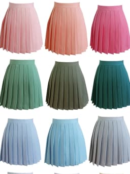 High Waist Pleated Skirt Summer Half Skirt Student British Style Short Skirt Sweet Pleats A-Line Skirt Casual Polyester Fiber