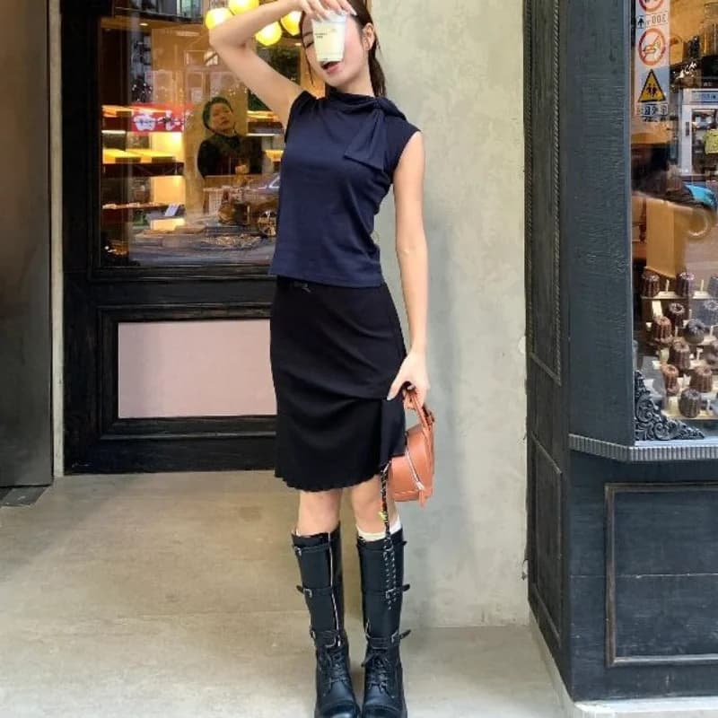 Retro American Hot Girl Low Waist Midi Skirt Women's 2025 Autumn New Simple Versatile Elegance Fish Tail Half Skirt