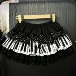 Retro Vintage Harajuku Y2K Piano Print Lace Ruffle Mini Skirt Women 2026 New French Elegant Casual Summer Fashion Skirt 2000s