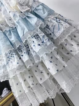 Real Photo Autumn Trend New Fashion Five Layers Patchwork Lolita Long Skirt High Waist Skirt Women's A Line Skirts