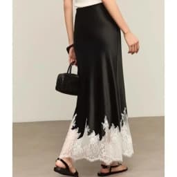 Fairy Lace-Trim Midi Skirt High Wasit Elegant Wrapped Hip Fashion Trends Long Skirts Female Party 2025 Summer Women Clothing