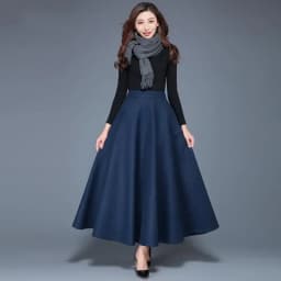 Winter Women Long Woolen Skirt Fashion High Waist Basic Wool Skirts Female Casual Thick Warm Elastic A-Line Maxi Skirts O839