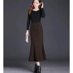Winter Women Long Woolen Skirt Fashion High Waist Basic Wool Skirts Female Casual Thick Warm Elastic A-Line Maxi Skirts O839