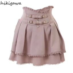 Japanese Skirts for Women High Waist A-line Ruffles Jupe Fashion Summer Saia 2025 Faldas Mujer De Moda Sweet Y2k Mini Skirt