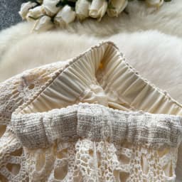 Cotton Floral Crochet Knitted Lace Skirt For Women Vintage Hollow Out Elastic Waist Skirts Summer Holiday Long Boho Beach Falda