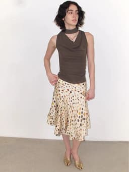 CHEERART Psychedelic Dot Summer Skirt For Women Designer Layered A Line Knee Length Ladies Skirt 2026 Fashion Trends