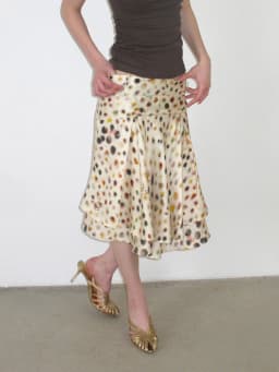 CHEERART Psychedelic Dot Summer Skirt For Women Designer Layered A Line Knee Length Ladies Skirt 2026 Fashion Trends