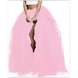 Elegant Women Layered Puffy Skirt High-Waist Half-Dress Open Fork Feast A-Line Puff Mesh Front Split Princess Skirt