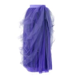 Elegant Women Layered Puffy Skirt High-Waist Half-Dress Open Fork Feast A-Line Puff Mesh Front Split Princess Skirt