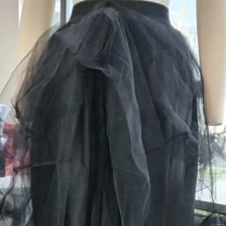 Elegant Women Layered Puffy Skirt High-Waist Half-Dress Open Fork Feast A-Line Puff Mesh Front Split Princess Skirt