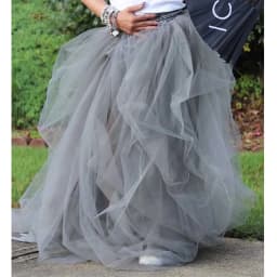 Elegant Women Layered Puffy Skirt High-Waist Half-Dress Open Fork Feast A-Line Puff Mesh Front Split Princess Skirt