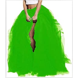 Elegant Women Layered Puffy Skirt High-Waist Half-Dress Open Fork Feast A-Line Puff Mesh Front Split Princess Skirt