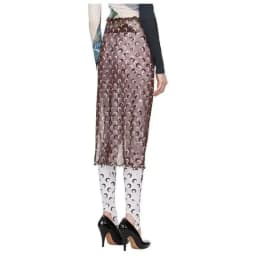 Perspective Lace Mesh Half Skirt Sexy Women European American Summer High Street New Moon Printed Medium Length Versatile Skirt