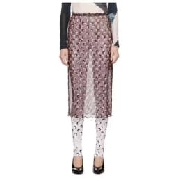 Perspective Lace Mesh Half Skirt Sexy Women European American Summer High Street New Moon Printed Medium Length Versatile Skirt
