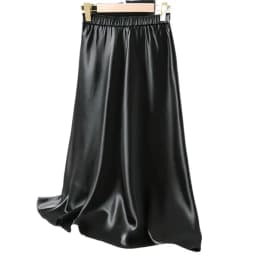 Solid Satin Long Skirts for Women 2026 Spring Summer Casual All-match Big Hem A Line Skirts High Waist Maxi Skirt Female Clothes