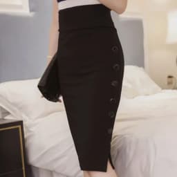 Oversized 2026 Fashion Women Work Midi Skirt OL Sexy Open Slit Button Slim Pencil Skirt Elegant Office Ladies Skirts Red Black