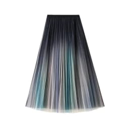 Fashion Gradient Two Layers Gauze High Waisted Mesh Skirt Women Slim Casual Pleated Design Sagging Sensation Lady Pleated Skirt
