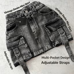 Harajuku Multiple Pockets Denim Plaid Skirt Vintage Goth Black Y2k Mini Skir Fashion Womens Casual Versatile Sexy Streetwear