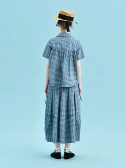 imakokoni women's skirts Female clothing long skirt checkered pattern bow waist a line loose fit casual daily resort wear