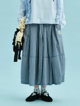imakokoni women's skirts Female clothing long skirt checkered pattern bow waist a line loose fit casual daily resort wear