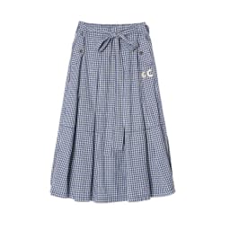 imakokoni women's skirts Female clothing long skirt checkered pattern bow waist a line loose fit casual daily resort wear
