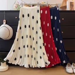 Sweet & Vintage A-Line Pleated Skirts for Tall Women - 2026 Spring Summer High Waist Flowy Skirt