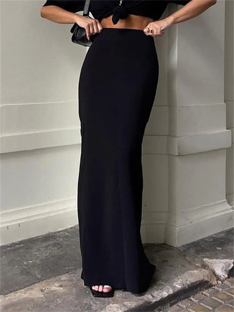 Tossy Fashion For Women Black Long Skirts High Waist Slim Seamless Elegant Ladies Gown Casual Summer 2023 New Female Maxi Skirts