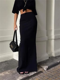 Tossy Fashion For Women Black Long Skirts High Waist Slim Seamless Elegant Ladies Gown Casual Summer 2023 New Female Maxi Skirts