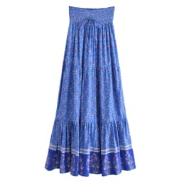 Vintage Chic Fashion Women Floral Print Beach Bohemian Pleated Skirt Rayon Cotton Elastic High-waisted Boho Maxi Skirts Femme