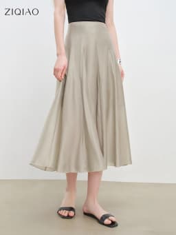 ZIQIAO Split Cut Design Trapeze Dress for Petite Women 2025 Summer New Arrival Elegant Style Mid-Length Half-Skirt 25ZQ92403