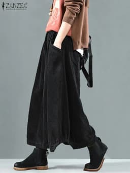 2025 ZANZEA Women Corduroy Skirts Casual Elastic Waist Long Skirt Female Faldas Saia Autumn Vintage Solid Jupe Vestidos Oversize