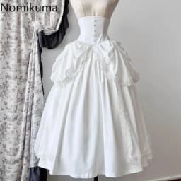 Japanese Skirts for Women 2025 Faldas Mujer De Moda High Waist A-line Jupe Lolita Style Patchwork Lace Vintage Long Skirt 49C903