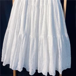 Elegant Hollow Out Embroidery Cotton Line White Skirt, Long Black Skirts For Women 2026 Autumn