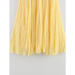 YENKYE Women Crinkle A-line Midi Butter Yellow Skirt Elastic Waist Spring Summer Holiday Elegant Skirts New 2025 Falda Mujer