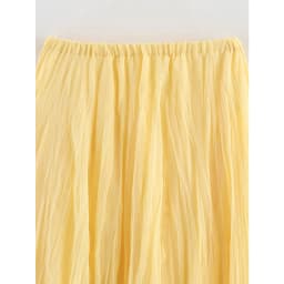 YENKYE Women Crinkle A-line Midi Butter Yellow Skirt Elastic Waist Spring Summer Holiday Elegant Skirts New 2025 Falda Mujer