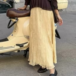 YENKYE Women Crinkle A-line Midi Butter Yellow Skirt Elastic Waist Spring Summer Holiday Elegant Skirts New 2025 Falda Mujer