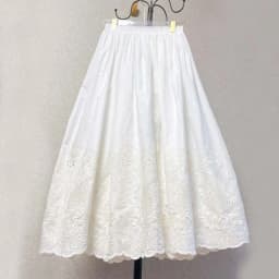 Vintage Embroidery Floral Cotton Midi Skirt Elastic Waist Skirts For Women 2026 Spring Summer