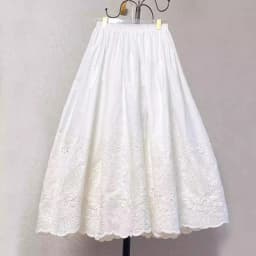 Vintage Embroidery Floral Cotton Midi Skirt Elastic Waist Skirts For Women 2026 Spring Summer