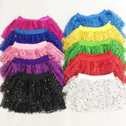 Women Sequined Fashion A-Line Skirt Glitter High Waist Mesh Double Layered Tutu Skirt Clubwear Rave Performance Dancing Costumes