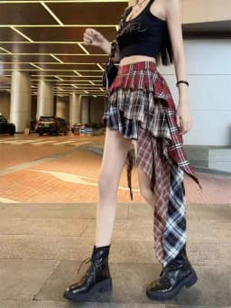 New In Y2k Skirt For Women 2025 Summer Autumn Plaid Patchwork Tassel Sexy Mini Short Skirt Japan Popular Skirt