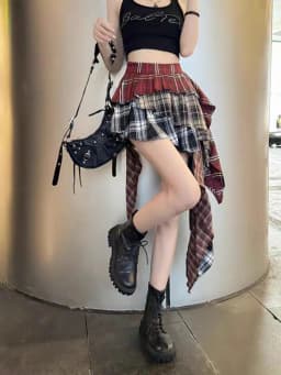 New In Y2k Skirt For Women 2025 Summer Autumn Plaid Patchwork Tassel Sexy Mini Short Skirt Japan Popular Skirt