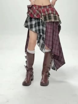 New In Y2k Skirt For Women 2025 Summer Autumn Plaid Patchwork Tassel Sexy Mini Short Skirt Japan Popular Skirt