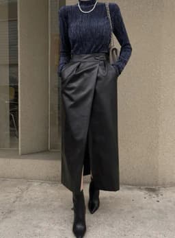 Fashion Women's Pu Leather Skirts 2026 Autumn and Winter New High-waisted Split Long Skirt
